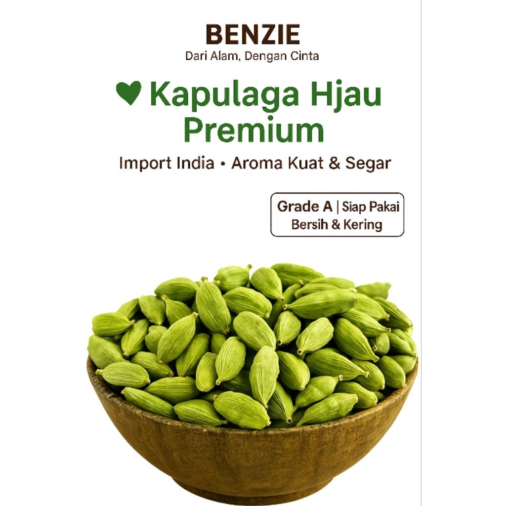 

Kapulaga Hijau India Premium Green Cardamom Utuh Grade A