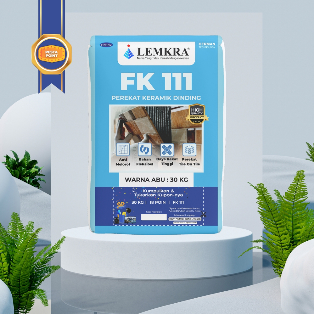 Lemkra FK 111 30 Kg Abu-Abu Perakat Keramik Dinding FK 111 30 Kg