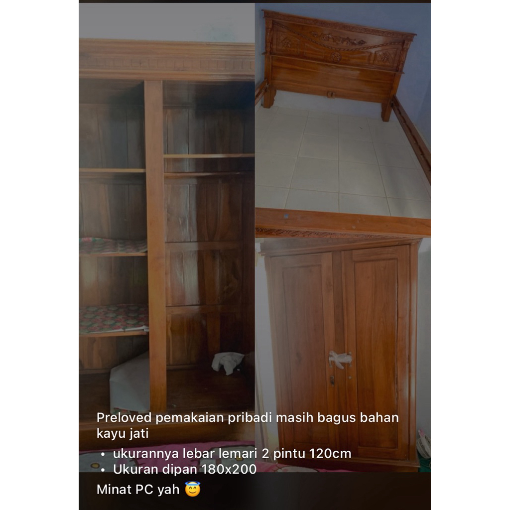 Preloved Satu Set Dipan & Lemari Jati cocok untuk bawaan nikah
