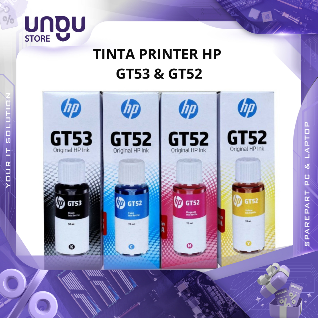 Tinta HP GT52 GT53 Kemasan Baru Tipe Printer GT5810 GT5820 / Tinta Printer HP Ink Tank 315 Original