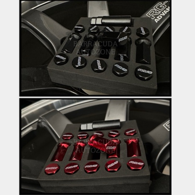 mur baut velg rays panjang mobil 12x1,5 merah / hitam isi 16, 20, 24