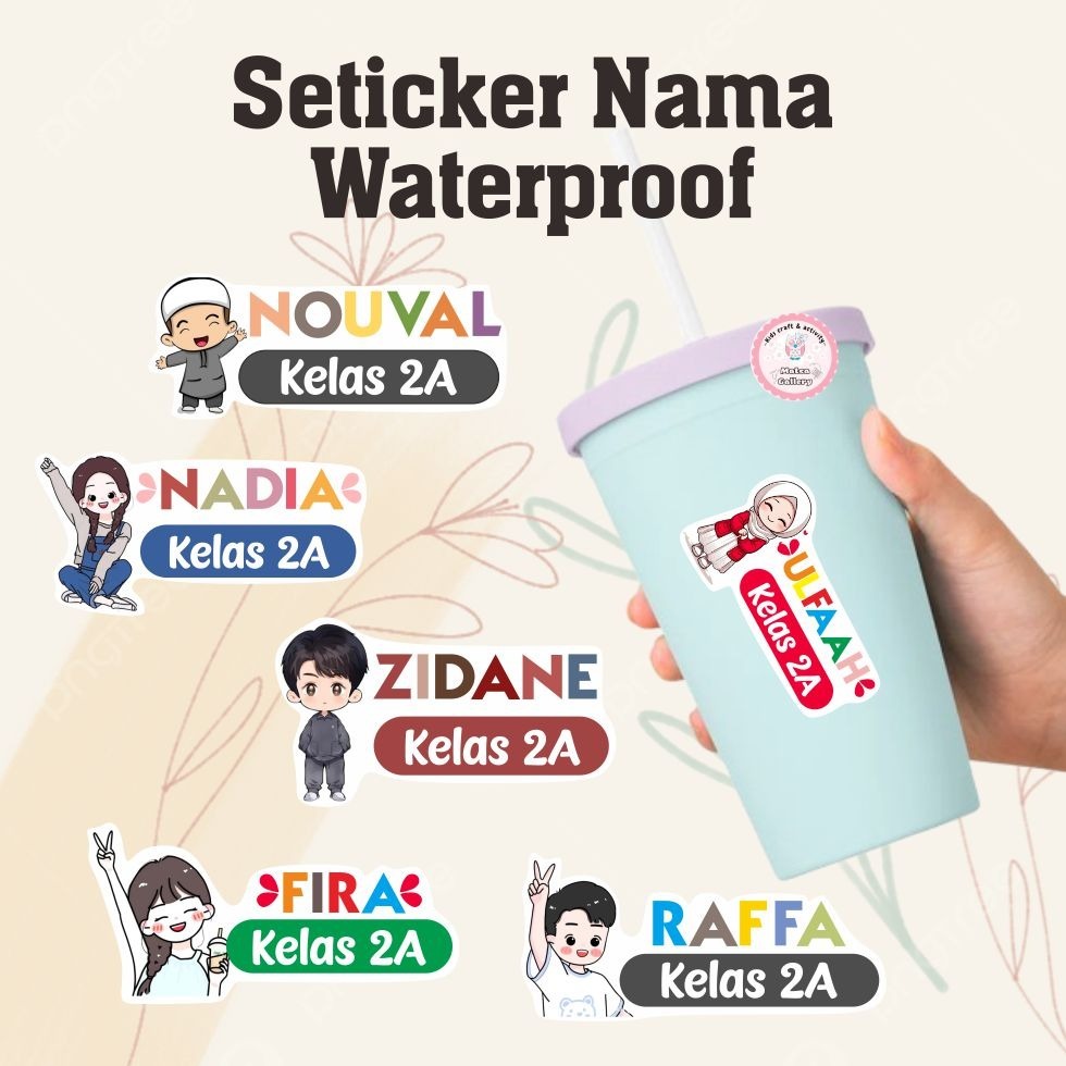 

Stiker Nama Waterproof | Stiker Tahan Air | Stiker Nama Custom