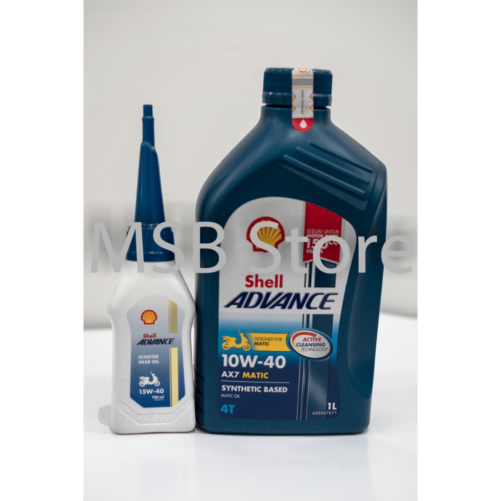 OLI MOTOR MATIC SHELL ADVANCE AX7 1 LITER (MAXI) DAN OLI GARDAN SHELL 0.12 L (BUNDLING)