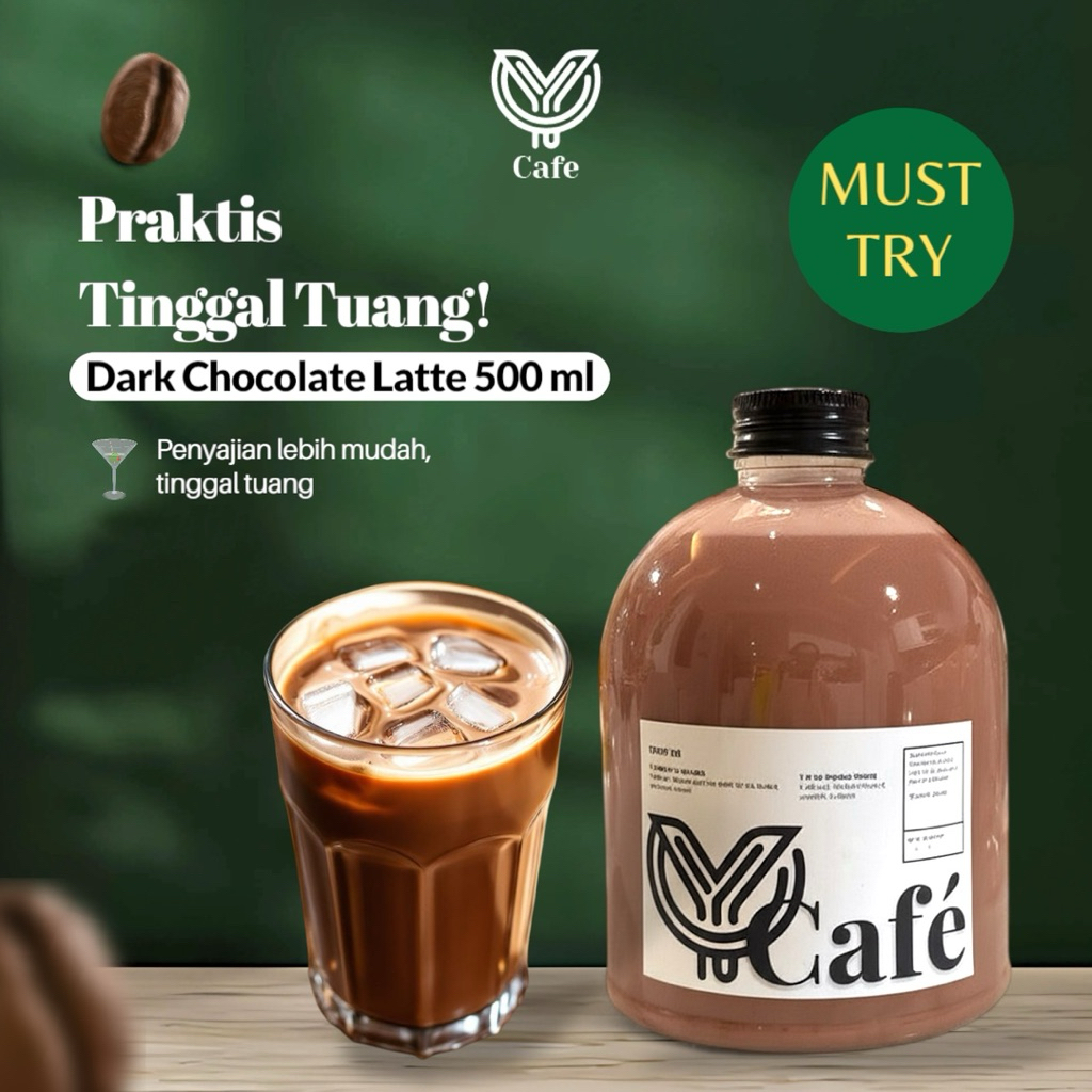 

Signature Dark Chocolate 500 ml - Kemasan Minuman Botol Dark Chocolate Latte Praktis Tinggal Tuang by Y Cafe