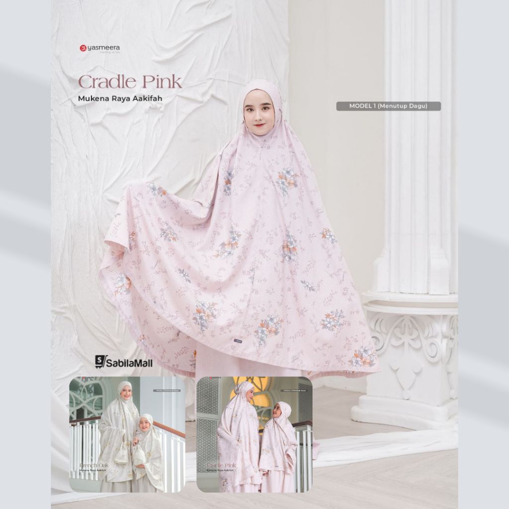 SabilaMall - Mukena Aakifah Style 1 Mukena Anak dan Dewasa Bahan Katun Menutup Dagu by Yasmeera