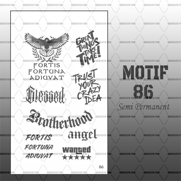 BERTATO-Stiker tato temporer semi permanen Seri NEW 86 / Tato temporer anti air semi permanen / Bert