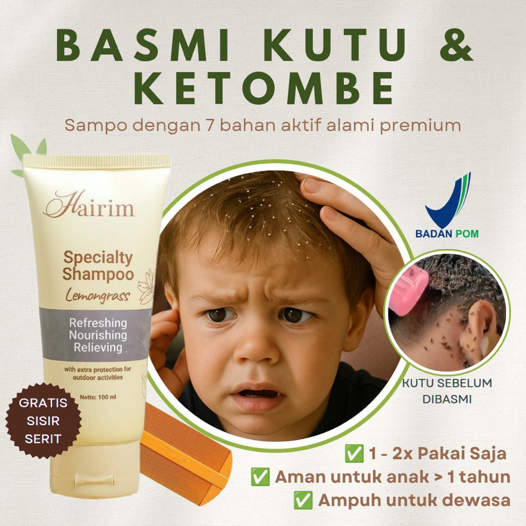 Hairim Shampo Anti Kutu Ketombe Anak & Dewasa Ampuh Basmi Hingga Telurnya