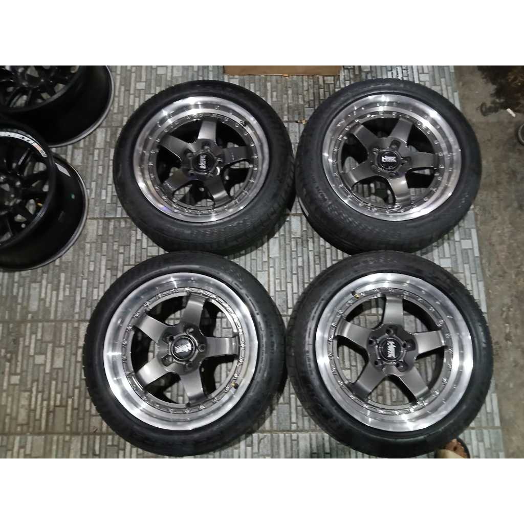 VELG RACING BOB R17X7,5/8,5 5X114 G/P + PHI 215 50 R17 KONDISI BEKAS