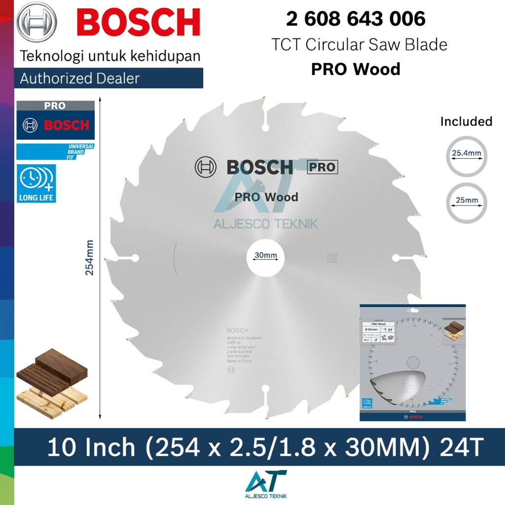 BOSCH MATA GERGAJI KAYU 10 INCH 24T CIRCULAR SAW BLADE