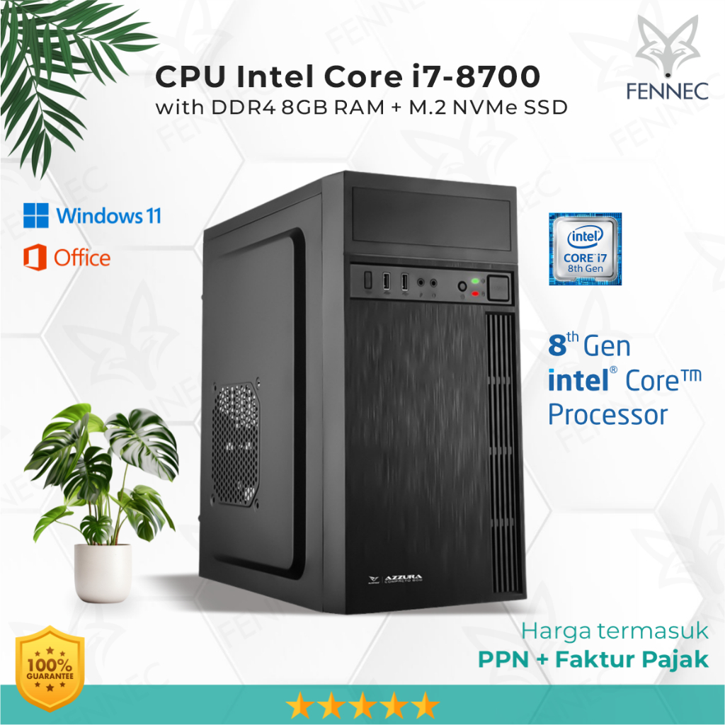 CPU PC Komputer Intel Core i7-8700 Gen-8 RAM 8GB SSD Rakitan Office
