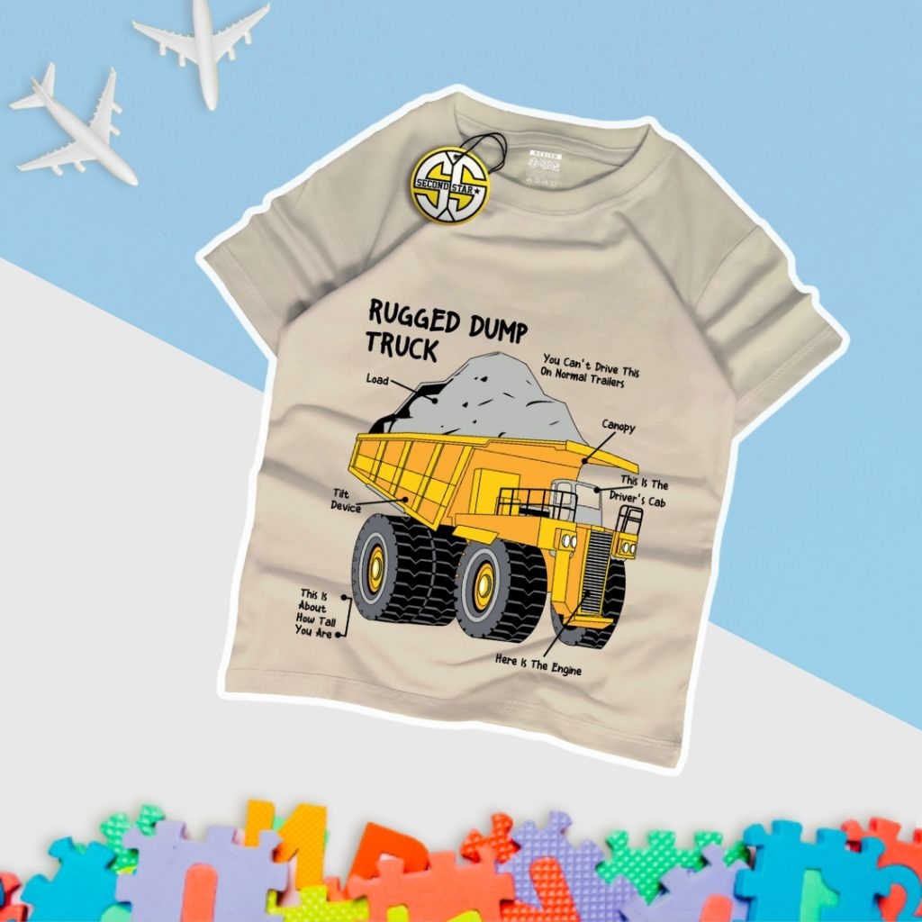 VALB Baju Kaos Anak Series Dump Truck || Kaos Anak Mobil Truk Bahan Premium Distro