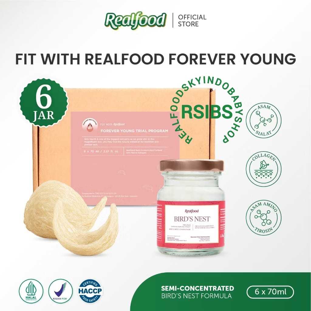

Realfood Forever Young Trial 6 Jar ( Minuman Sarang Burung Walet ) Bersertifikat Bpom Halal