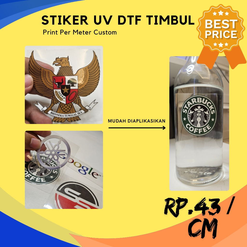 

Cetak Stiker UV DTF Timbul Murah Custom Logo / Tulisan