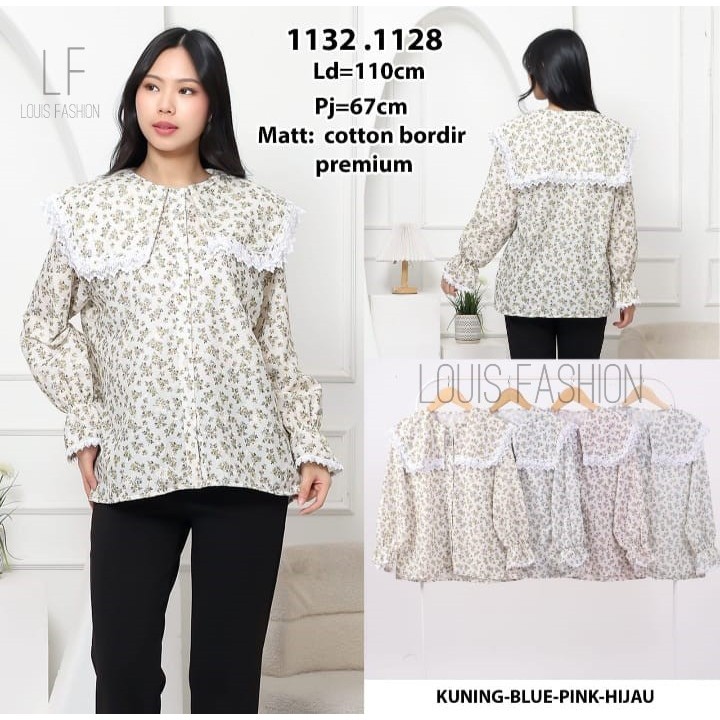 Atasan blouse katun motif bunga