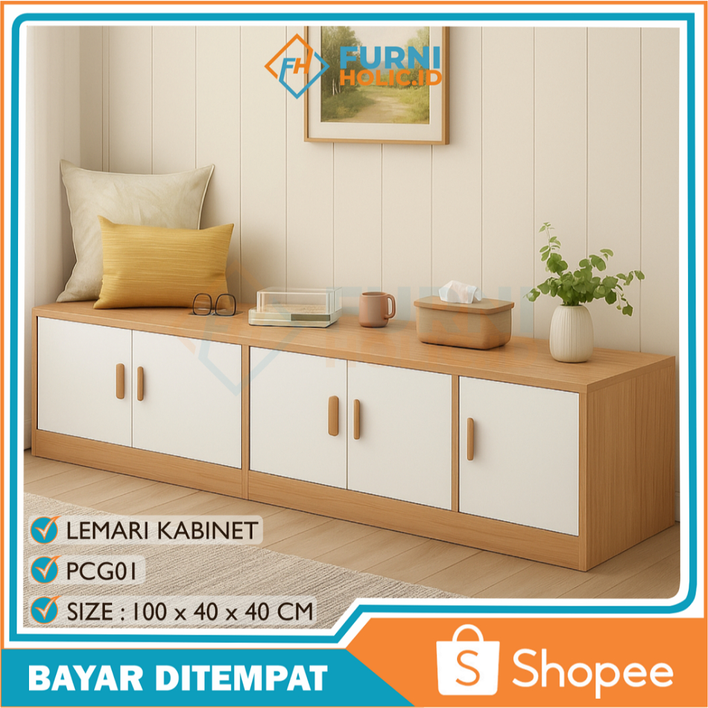 FURNIHOLIC Lemari Kabinet / Lemari Kayu / Lemari Kecil / Lemari Multifungsi Lemari Loker Penyimpanan