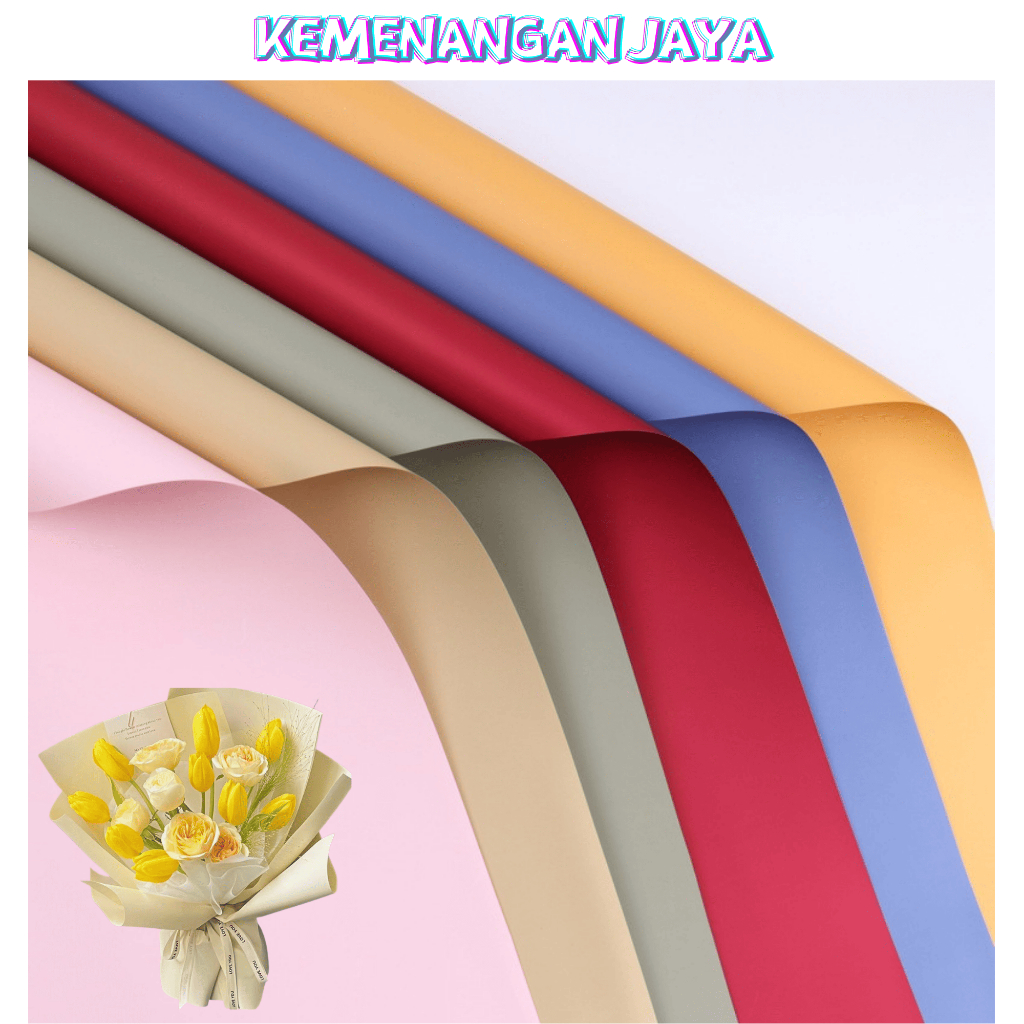 

Isi 20 LEMBAR Flower Wrapping Florist Cellophane Kertas Buket Solid Polos Full Color KB007