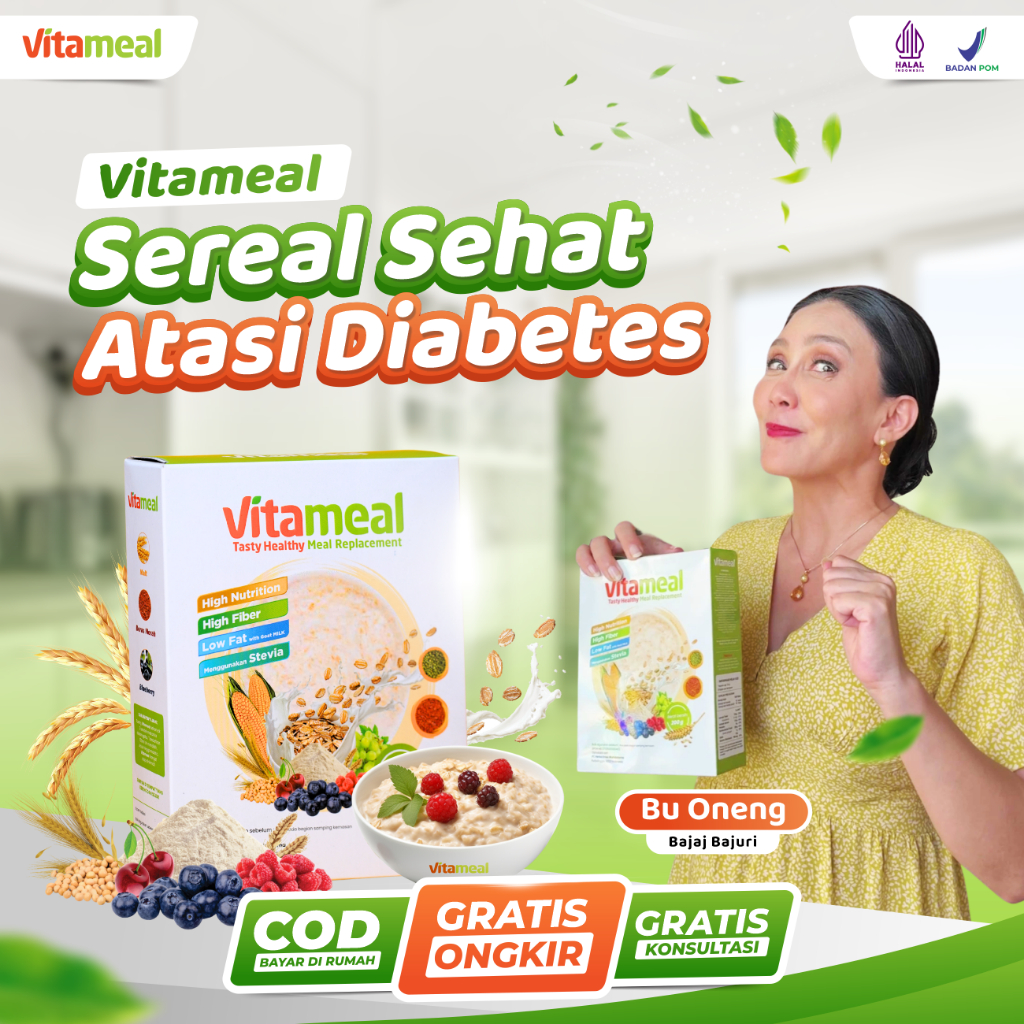 

VITAMEAL Sereal Diabetes Multigrain Ampuh Menurunkan Gula Darah Tinggi Mencegah Diabetes Kolesterol Herbal Alami Tanpa Efek Samping / Vitameal Diabetes