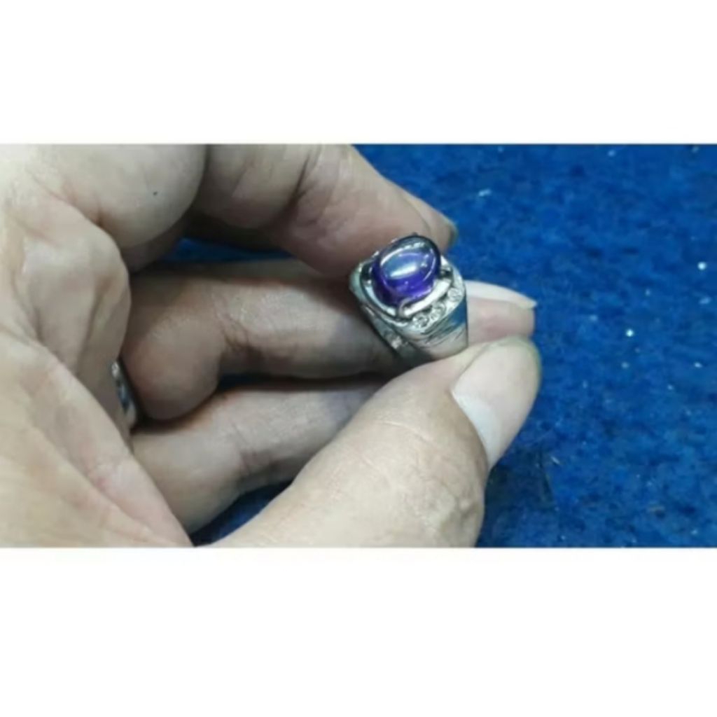Cincin Anak Batu Kecubung Ungu Kalimantan