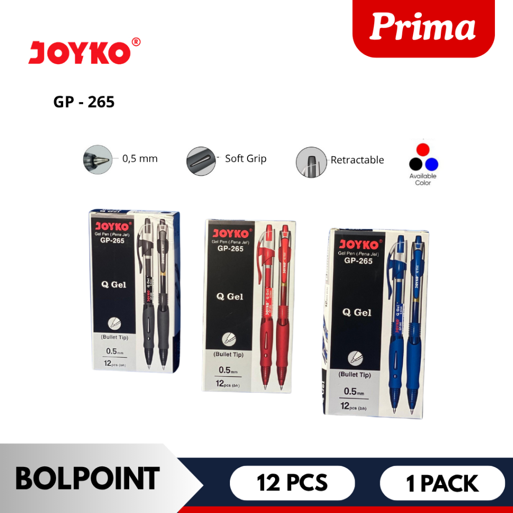 

Bolpoint/Bolpen/Pulpen JOYKO GP-265 Gel Pen 0,5 mm 12 Pcs