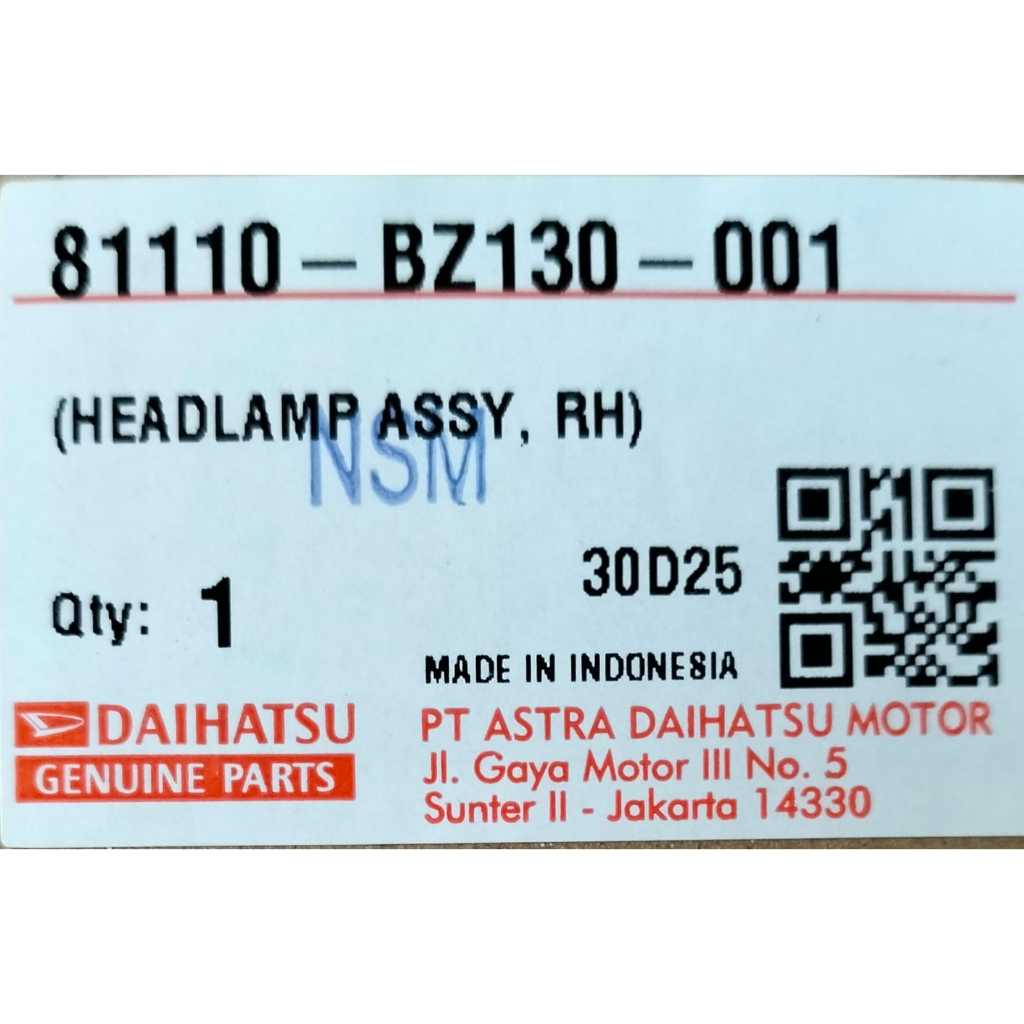 LAMPU BESAR DAIHATSU GRANDMAX KANAN / 81110-BZ130-001