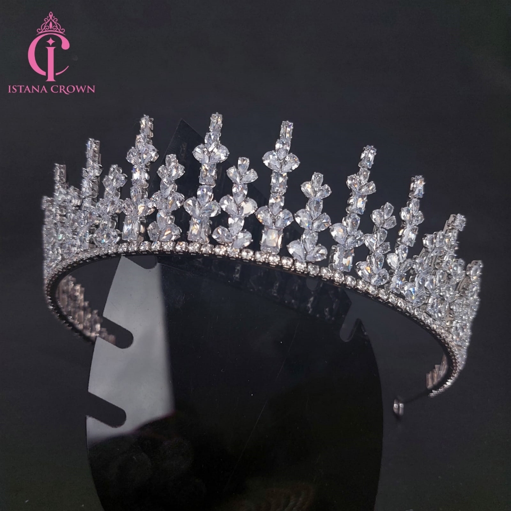 Bertha Crown - Mahkota Zircon Mewah Tinggi - Wedding Crown Pengantin