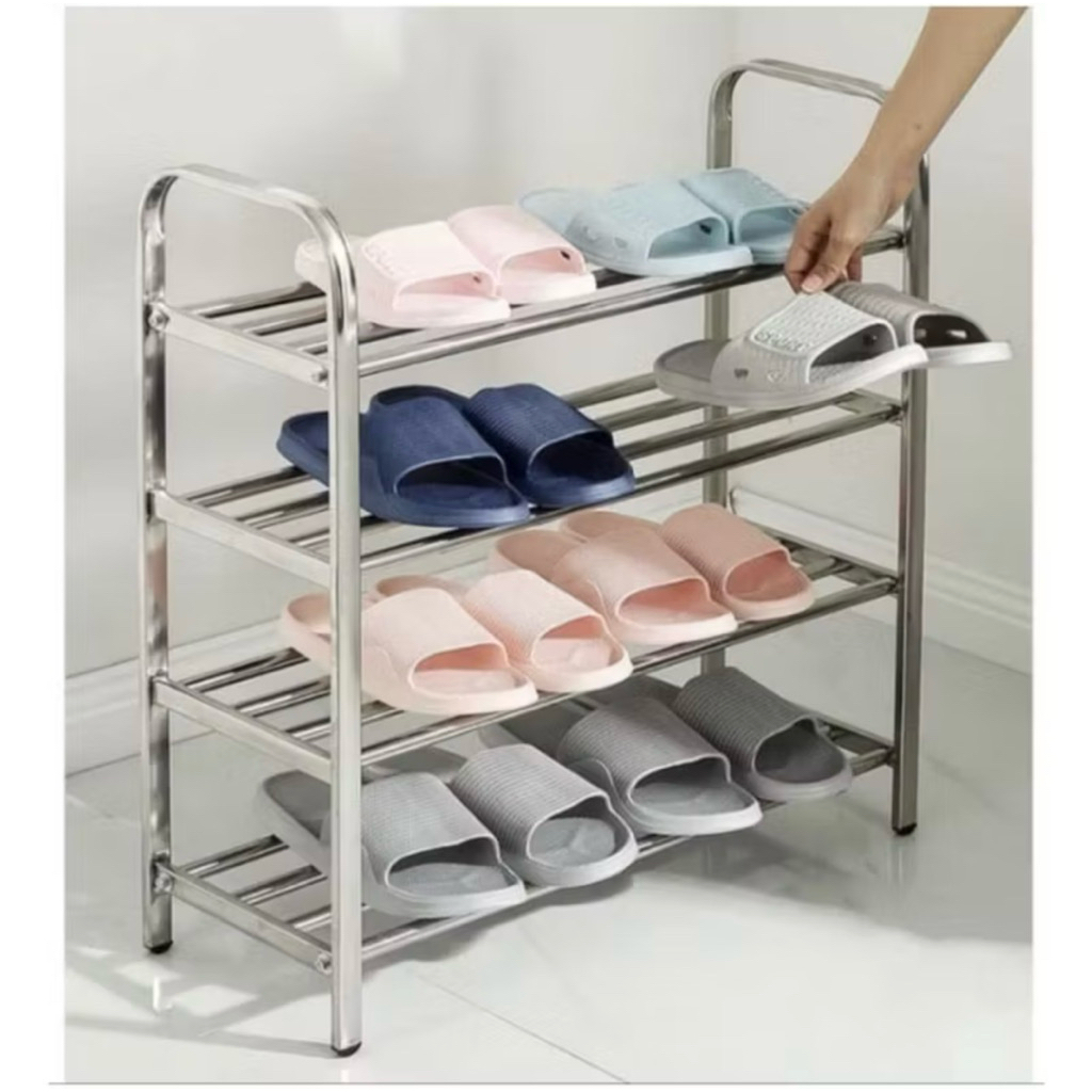 Rak Sepatu 4 Tingkat Stainless Steel / Rak penyimpanan sepatu stainless