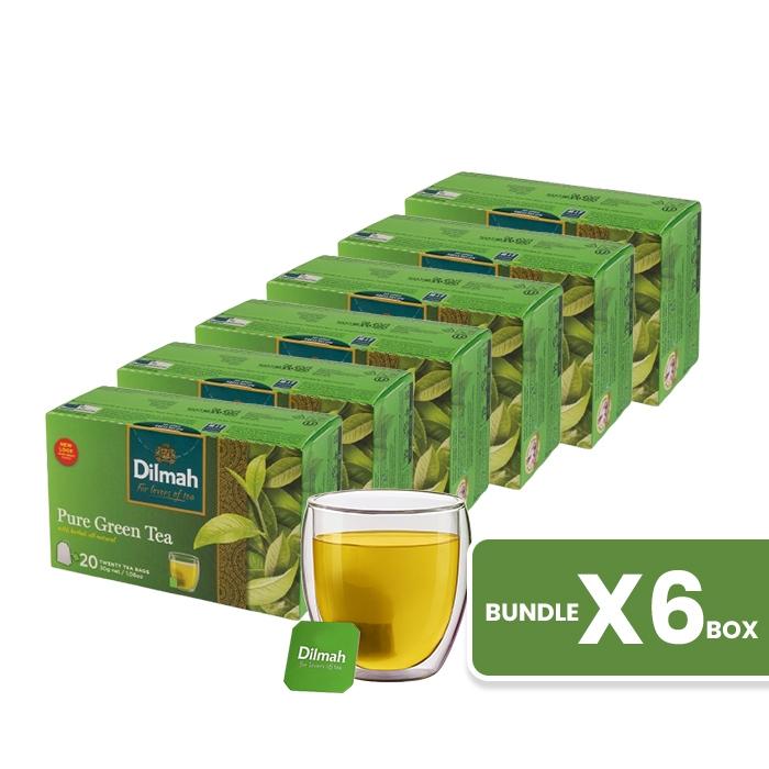

Dilmah Pure Green Tea Tbag 20s 6 Box - Teh Celup