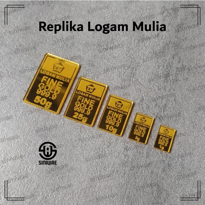 Mainan Logam Mulia Emas Antam LM Akrilik Gold Acrylic Mirror Hiasan Dekorasi Mahar