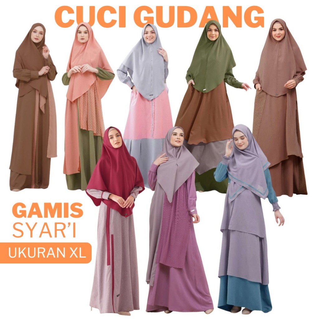 GAMIS SYARI SALE CUCI GUDANG UKURAN XL HAITWO HAIHAI NIBRAS CRESEDIA, ASTER VEST, EMERALD, GM IBU BU
