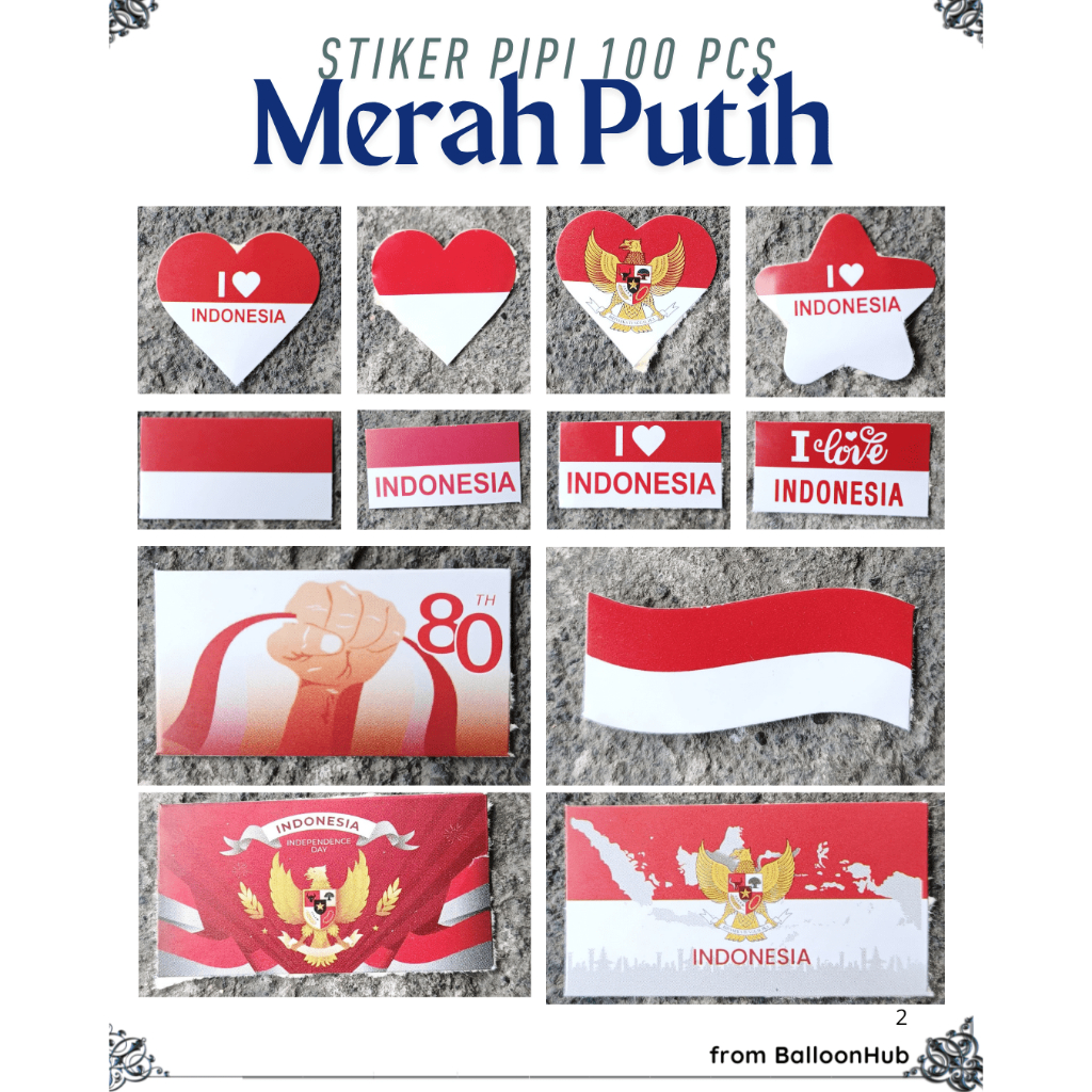

[100 pcs] STICKER / STIKER PIPI BENDERA MERAH PUTIH 17 AGUSTUSAN / INDONESIA