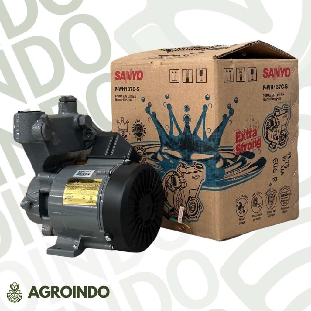 POMPA AIR LISTRIK SANYO P-WH137C-S/POMPA AIR SUMUR DANGKAL NON OTOMATIS SANYO P-WH137C-S