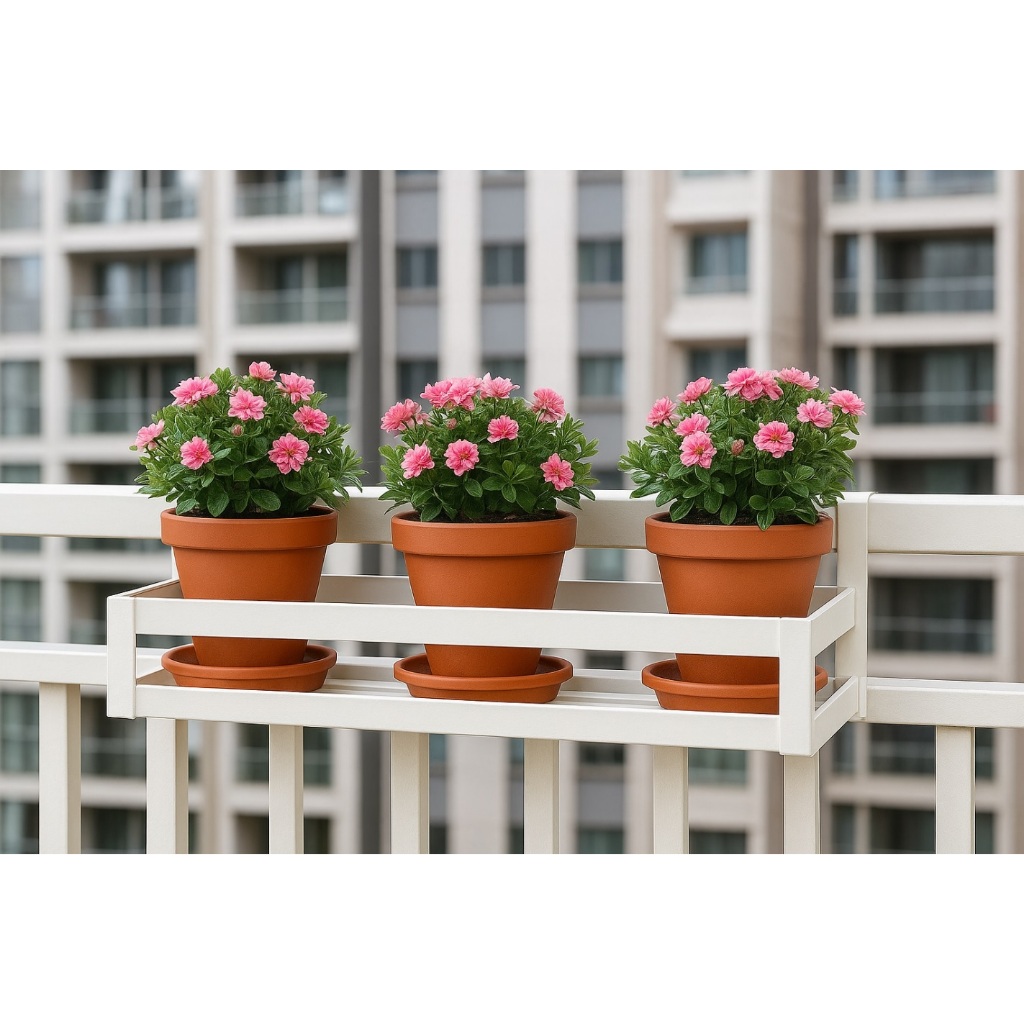 rak tanaman / rak pot balkon / rak balkon / rak pot putih