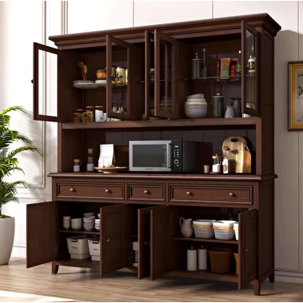 Lemari Hias Kayu Jati 4 Pintu – Model Pacangan Klasik Elegan Cocok untuk Ruang Tamu + Bisa Custom