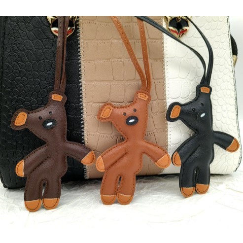 CD13 Teddy Charm Gantungan Tas Bag Kunci Hp Dompet Bear Beruang Kulit Mewah Teddy Mr.Bean