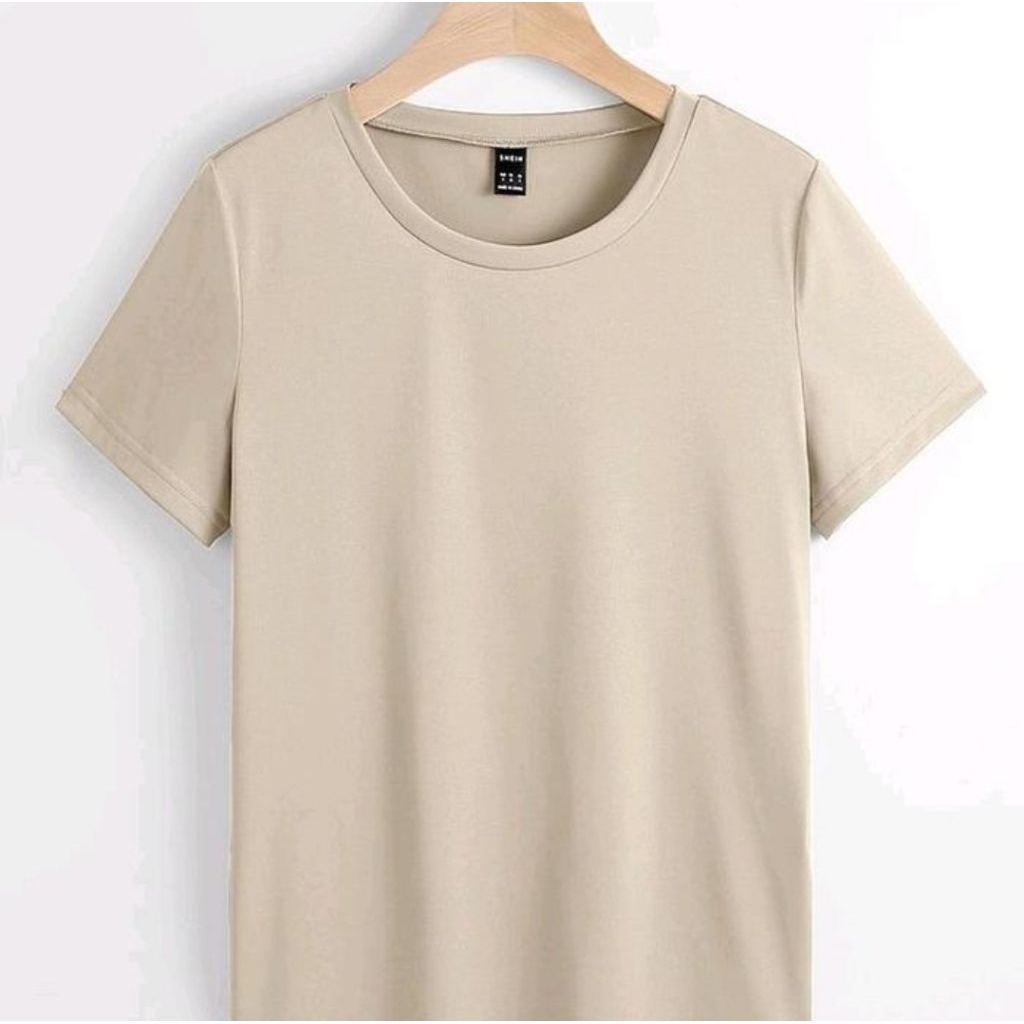 kaos polos lengan pendek  pria wanita cream