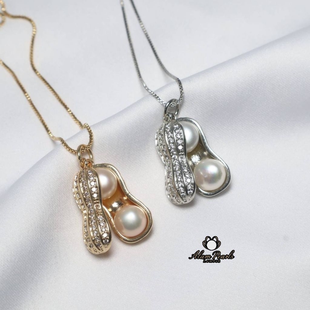 kalung kacang 2 mutiara lombok