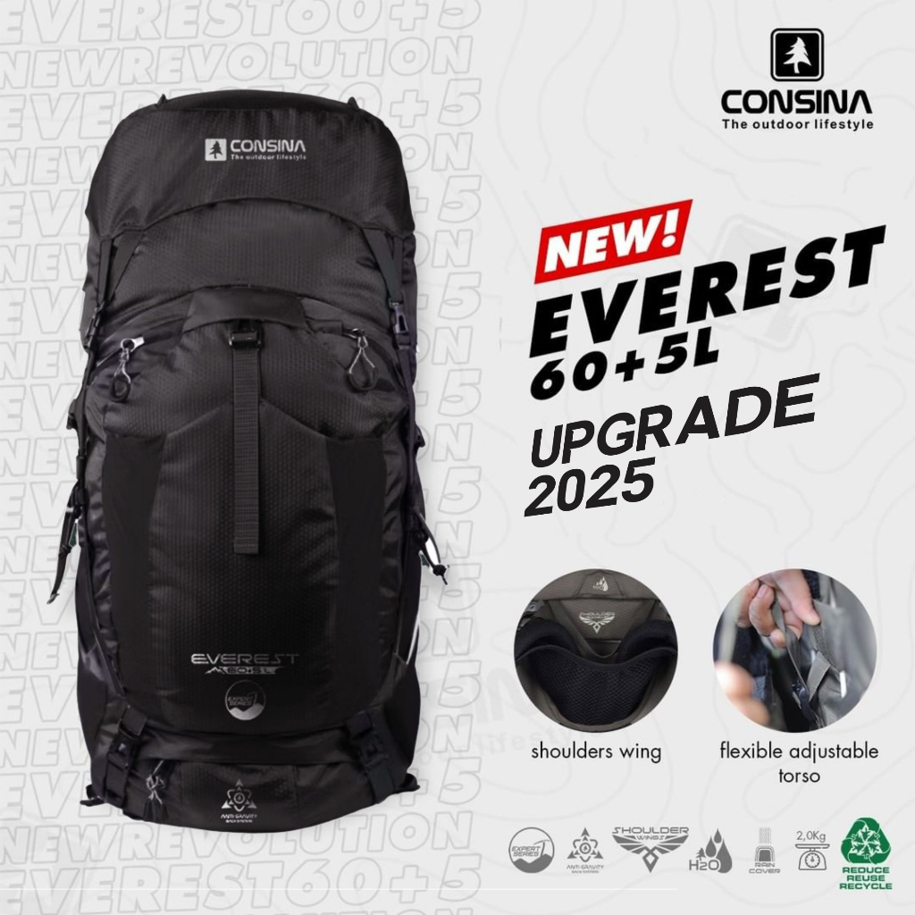 CONSINA NEW EVEREST 60+5L UPGRADE 2025 EXPERT SERIES RANSEL GUNUNG CONSINA EVEREST GEN 3