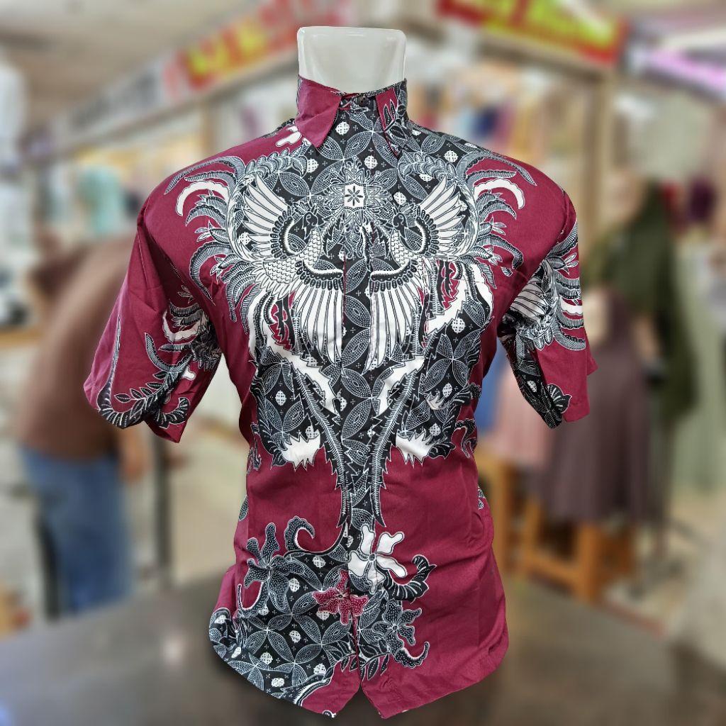 Baju Kemeja Batik Lengan Pendek Pria Dewasa / Atasan Batik Cowok Lengan Pendek  Simple / Kemeja Bati