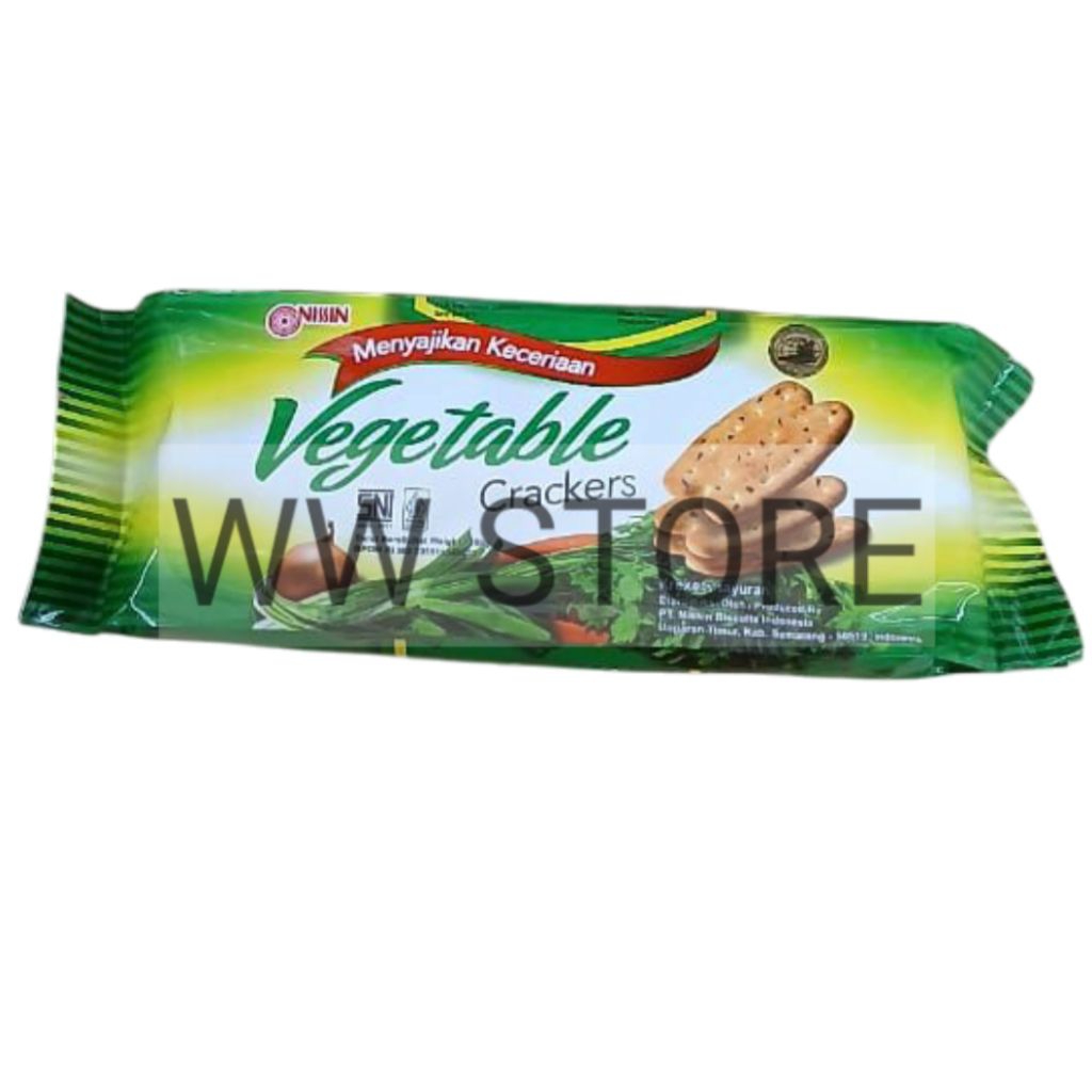 

Biskuit kreker kraker krekers krakers sayuran halal MUI NISSIN Vegetable Cracker Crackers 160g