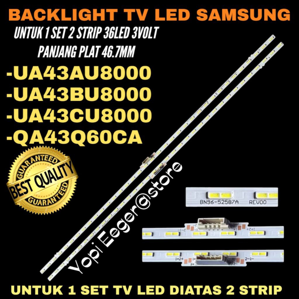 BACKLIGHT TV LED SAMSUNG 43 INCH UA-43AU8000- UA-43BU8000- UA-43CU8000- QA-43Q60CU BACKLIGHT TV LED 