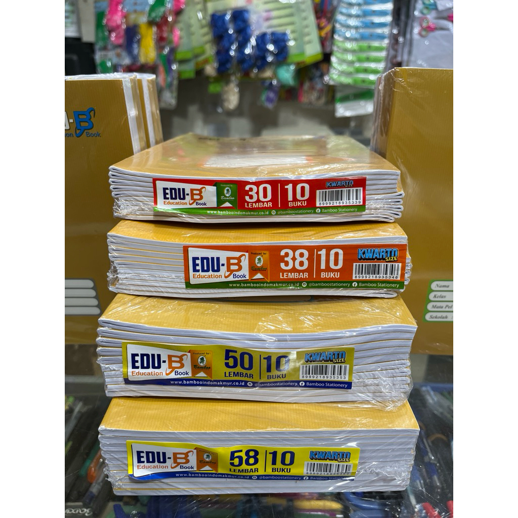 

Buku Tulis EDU-B Isi 30, 38, 50, 58 Lembar Sampul Kraf 1 Pack (10 Buku)
