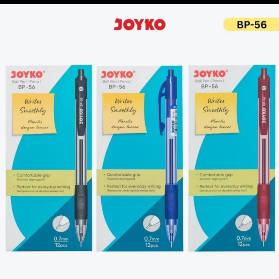 

Joyko Ball Pen Pulpen 1 Box isi 12 Pcs BP-56 0.7mm Pena Writes Smoothly