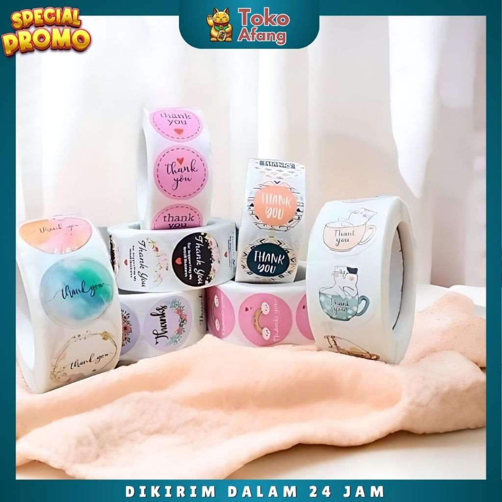 

[Isi 50 pcs] Sticker Thank You / Stiker Terima Kasih Warna Self Adhesive Seal Label Roll Stiker Ucapan