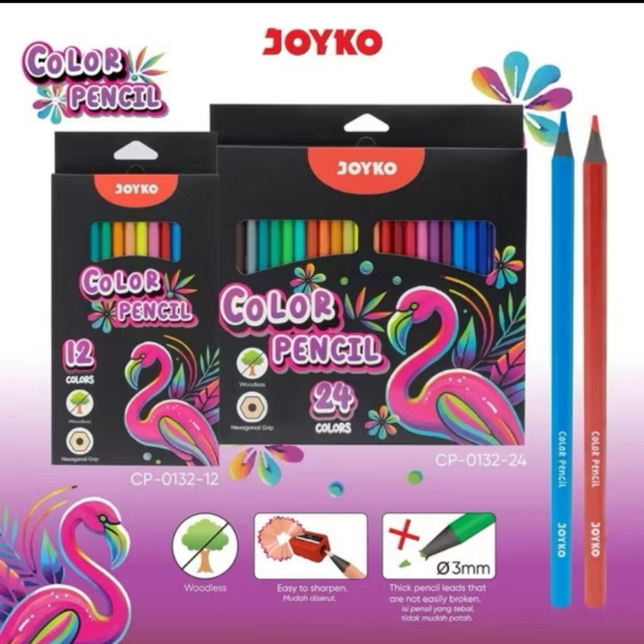 

Joyko Color Pencil 12 24 Colors Hexagonal Grip - Pensil Warna Joyko 12 / 14 Warna