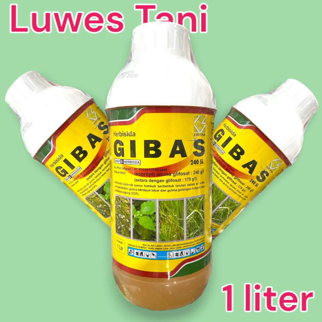 Gibas 240sl 1 liter pembasmi  rumput sistemik purna tumbuh daun lebar dan sempit sampai akar