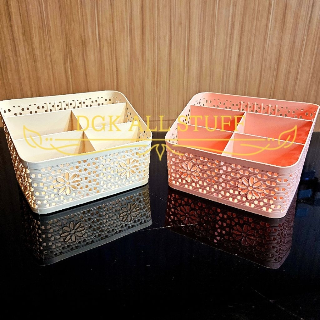 Keranjang Tempat Wadah Persegi Panjang Sekat 5 Lima Serbaguna Makeup Make up Skincare Kosmetik Alat 