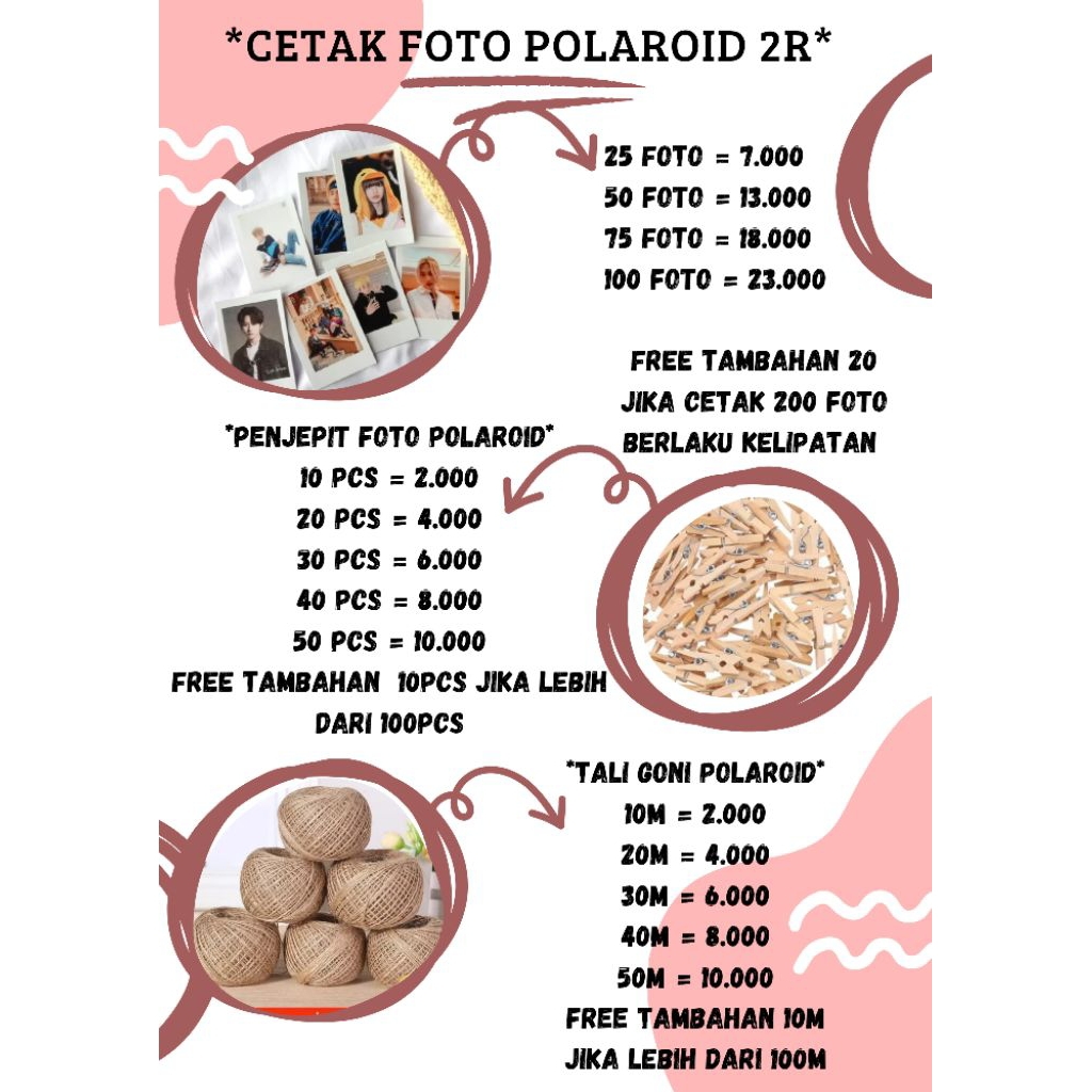 

cetak polaroid 2R isi 100