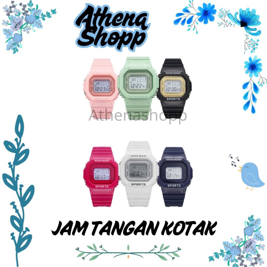 Jam Tangan Wanita Fashion Korea Style Digital Sport / Jam Tangan Strap Rubber Untuk Wanita / Rubber 