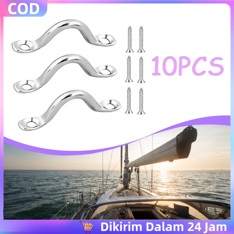 10pcs M4 Boat Pad Eye Strap Ceiling Hook 304 Stainless Steel Kayak Eye Plate Kayak Deck Loops Untuk 