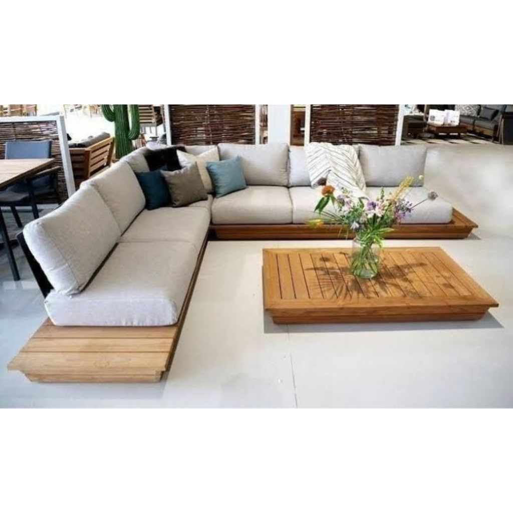 kursi tamu, kursi leter L, kursi sudut kayu jati, gratis ongkir